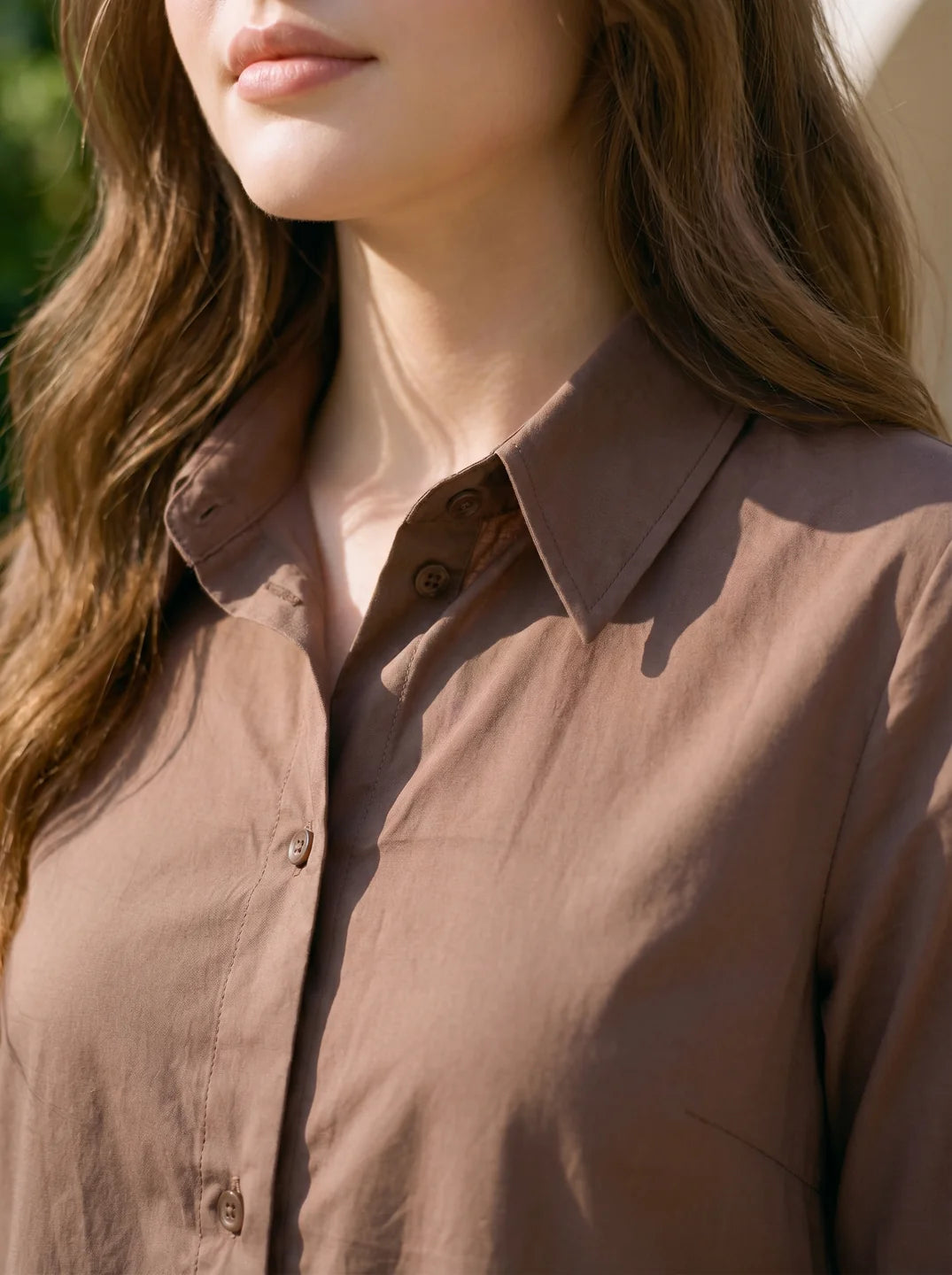 Ash Brown A Line Embroidered Shirt Dress