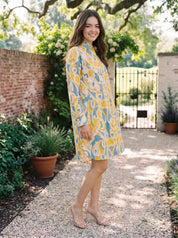 Multi-Color Crochet Flower Cotton Flex Shirt Dress