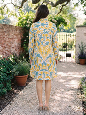 Multi-Color Crochet Flower Cotton Flex Shirt Dress