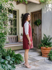 Maroon Cotton Flex Embroidered Mini Shirt Dress
