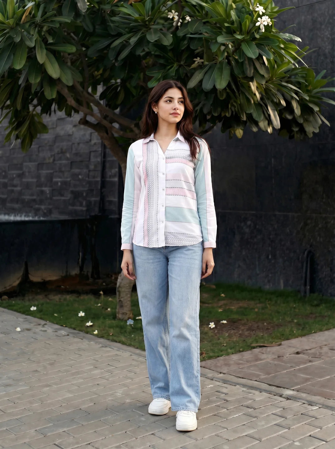 Multi Color Ikat Print Cotton Shirt