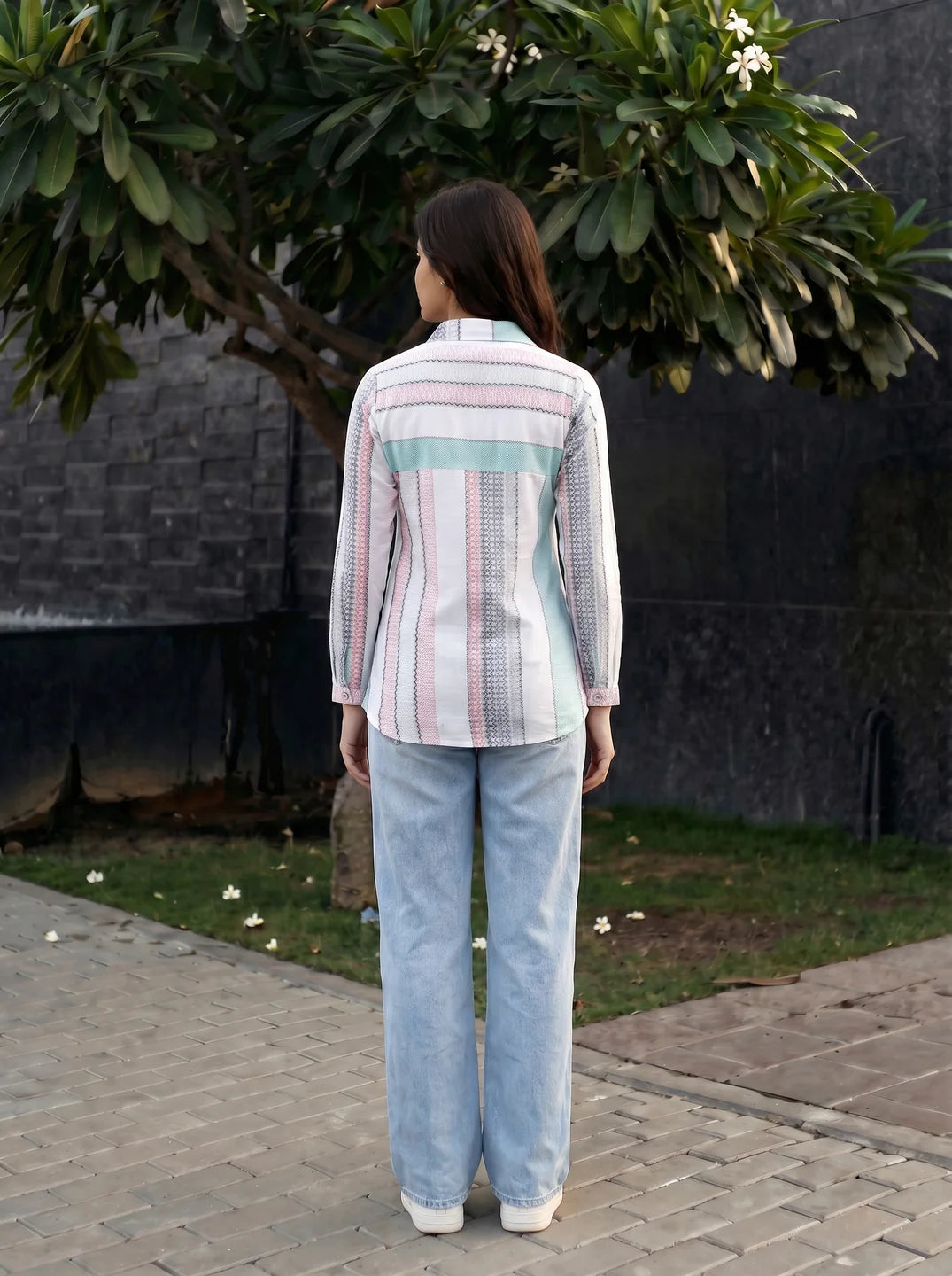 Multi Color Ikat Print Cotton Shirt