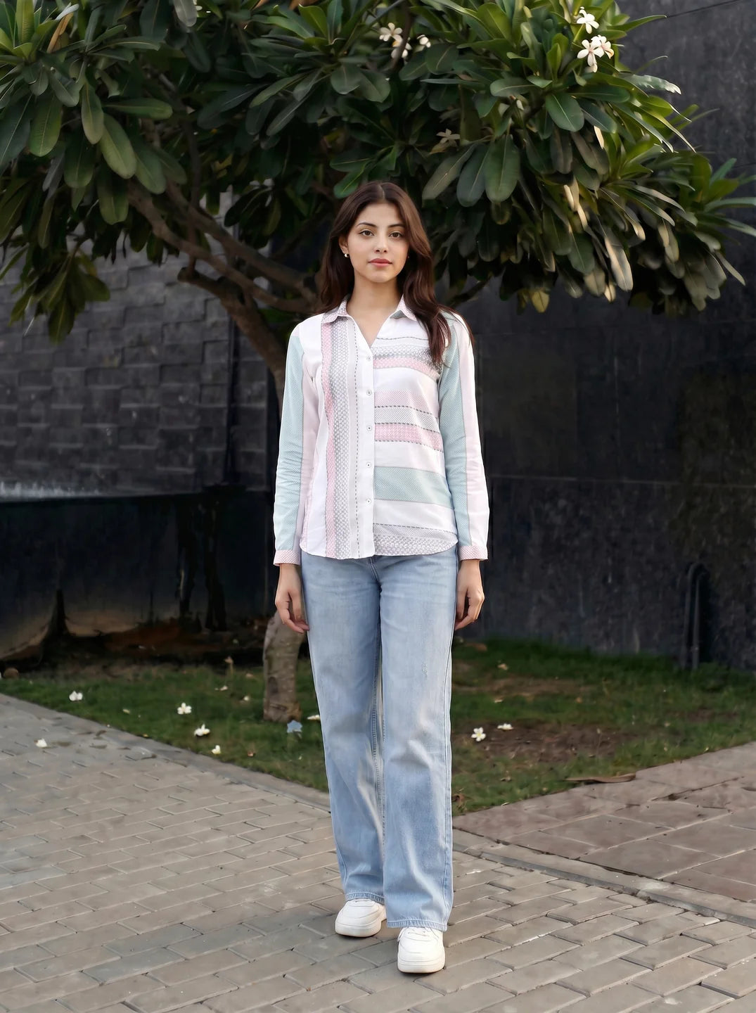 Multi Color Ikat Print Cotton Shirt