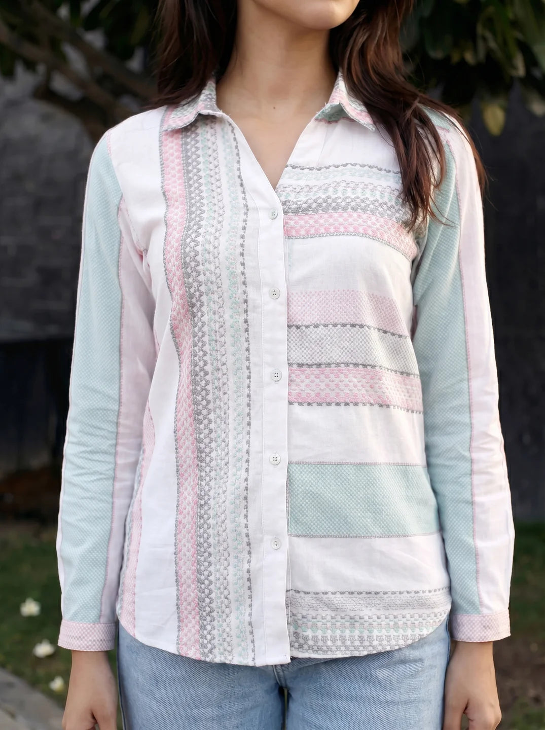 Multi Color Ikat Print Cotton Shirt