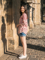 Onion color abstract print Russian Silk Tunic