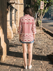Onion color abstract print Russian Silk Tunic