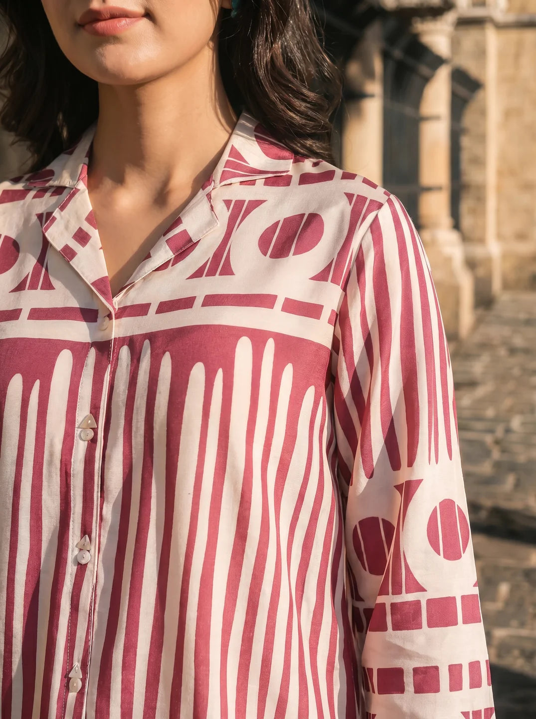 Onion color abstract print Russian Silk Tunic