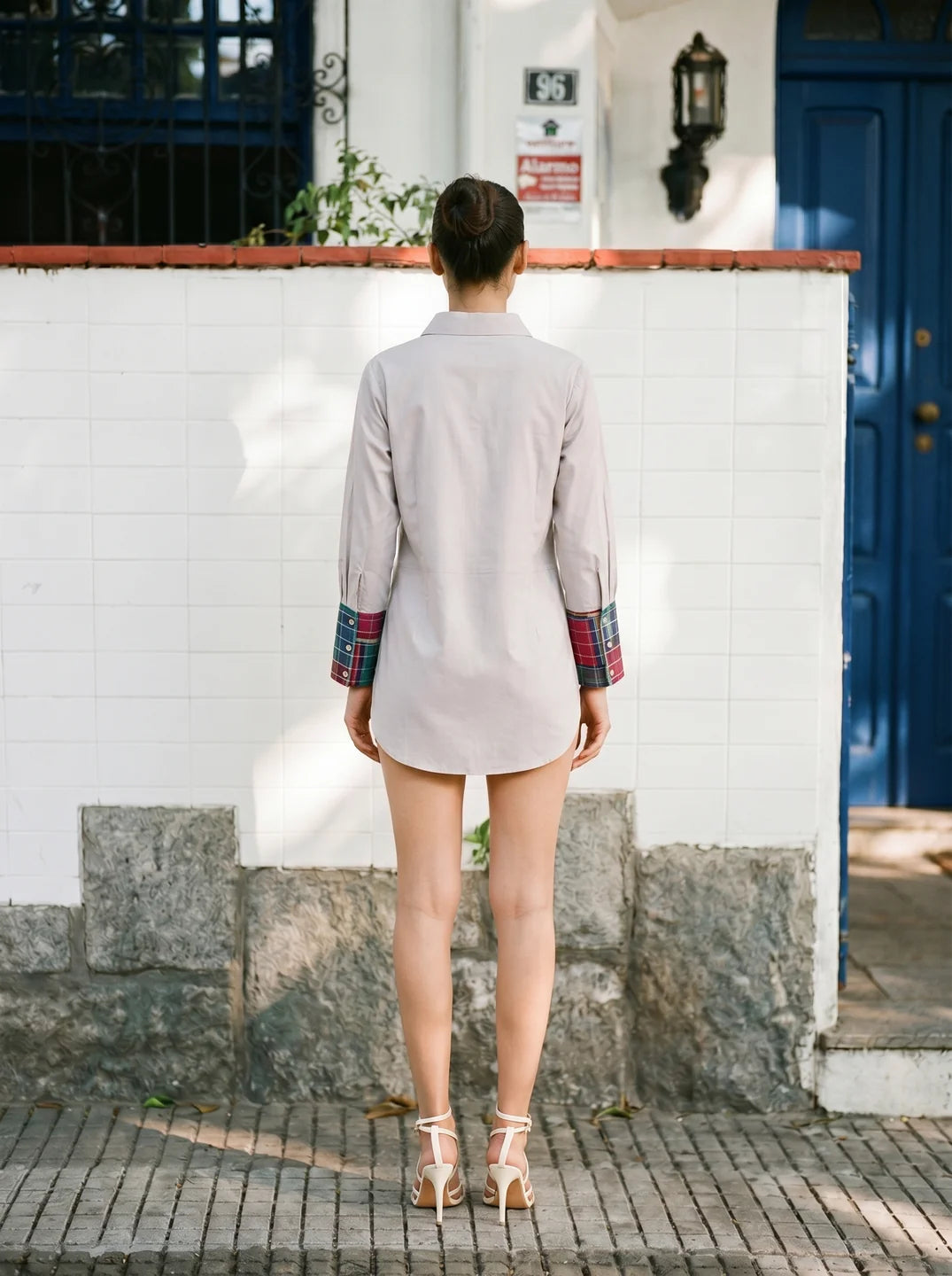 Powder Pink Cotton Shirt with Digital Print Patch and Rhinestone
