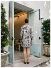White And Black Printed High Low Muslin Tunic