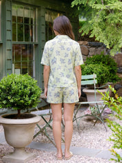 Light Pista Green Floral Leaf Printed Cotton Short Set