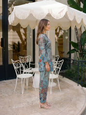 Blue Paisley Printed Muslin Co-ord Set