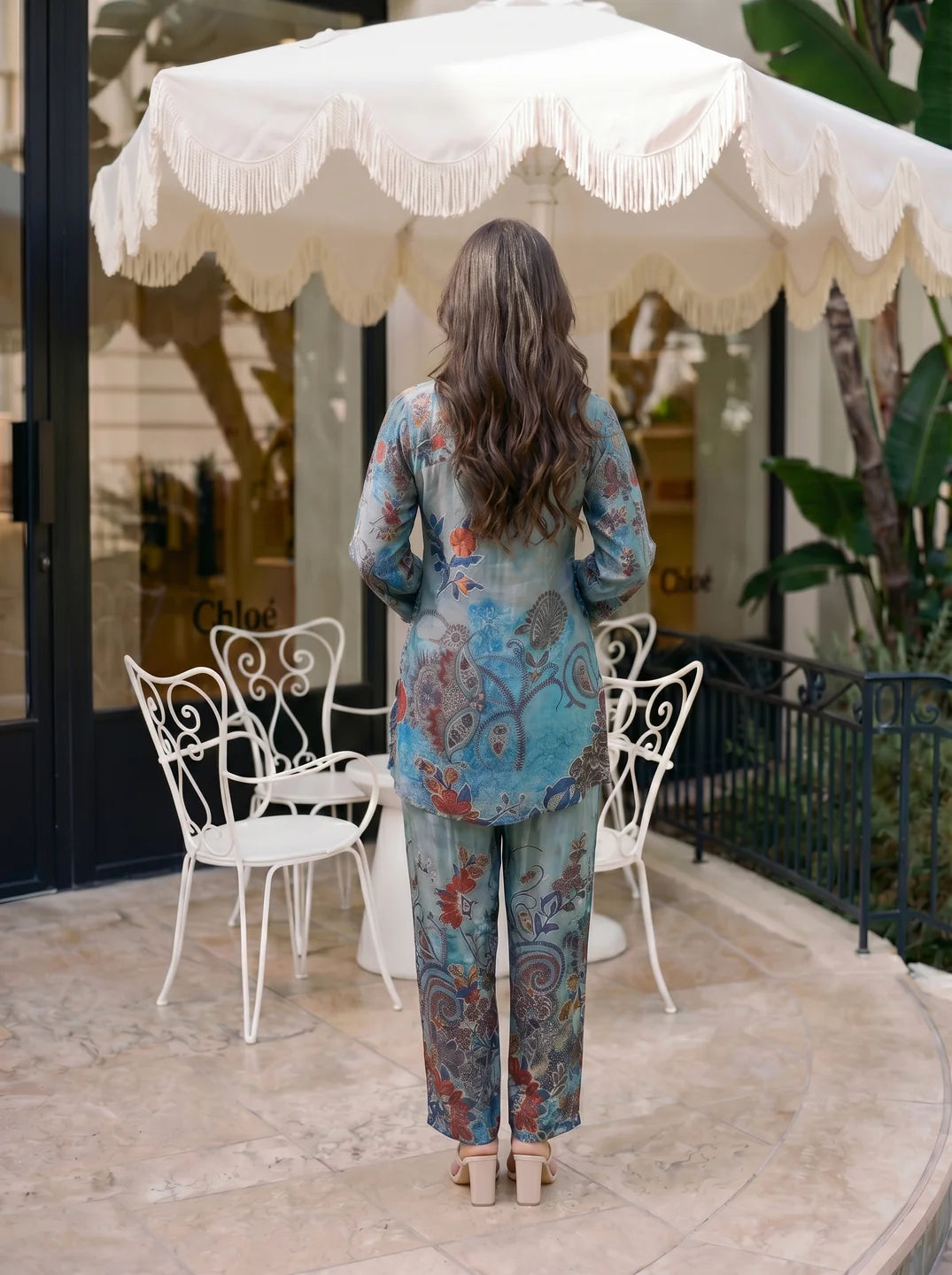 Blue Paisley Printed Muslin Co-ord Set