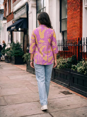 Lavender Base Yellow Color abstract print Russian Silk Tunic