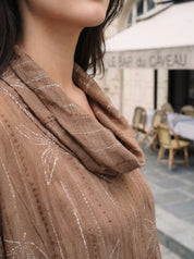 Brown Kaftan-Style Top with Sailor Collar