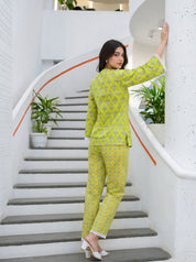 Green Printed Cotton Tunic with Trouser