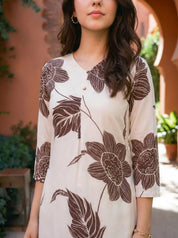Bold Floral Viscose Kurta Pant Set