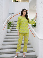 Green Printed Cotton Tunic with Trouser