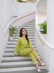 Green Printed Cotton Tunic with Trouser