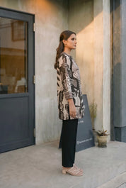 Black & White Abstract Printed Muslin Tunic