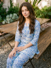 Stylish printed co ord set outfit for women with breathable fabric and trendy contemporary fashion appeal