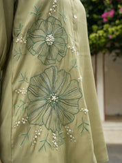 Pista Green Embroidered Shirt With Pant