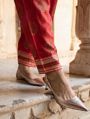 Multicolor Anarkali Kurta Set with Silk Dupatta