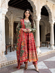 Multicolor Anarkali Kurta Set with Silk Dupatta