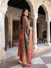 Multicolor Anarkali Kurta Set with Silk Dupatta
