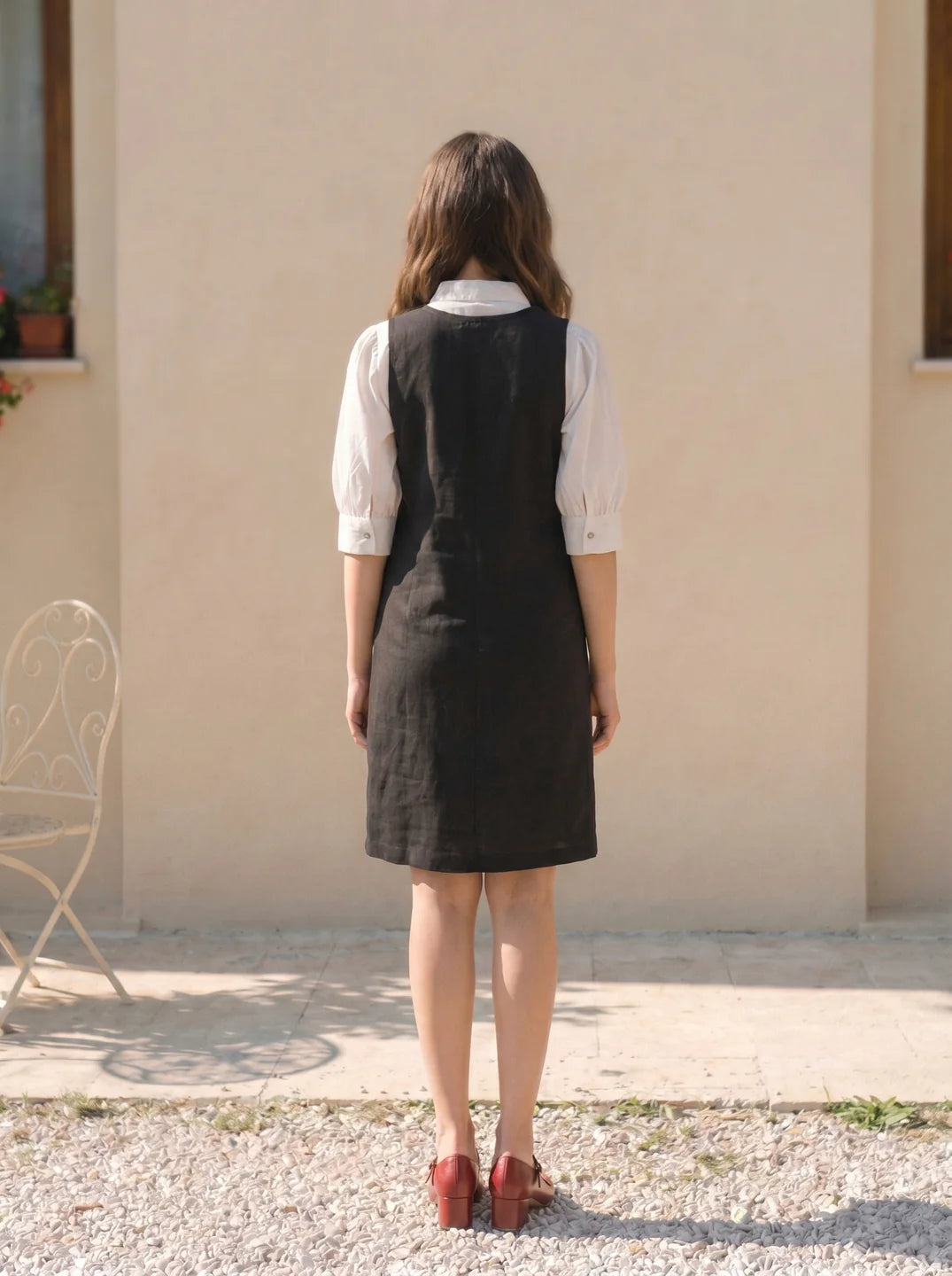 Black  Cotton Flex Embroidered Mini Shirt Dress