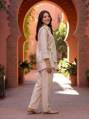 Ivory Embroidered 3-Piece Cotton Flex Co-ord Set