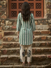 Emerald Green & Beige Printed Cotton Co-ord Set
