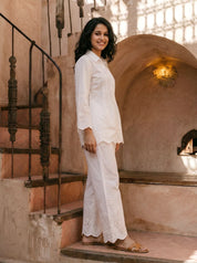 White co ord set for women featuring elegant coordinated outfit and premium breathable fabric for everyday wear