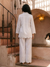 Stylish white co ord set for women with premium coordinated outfit and contemporary fashion appeal