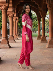 Hot Pink Tie-Dye Kurta Co-ord Set in Viscose