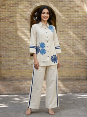 White designer co ord set for women featuring fashionable matching outfit and effortless luxury styling