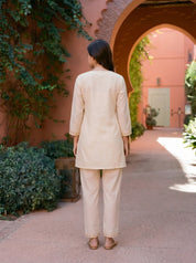 Embroidered Custard Yellow Co-Ord Set in Pure Viscose