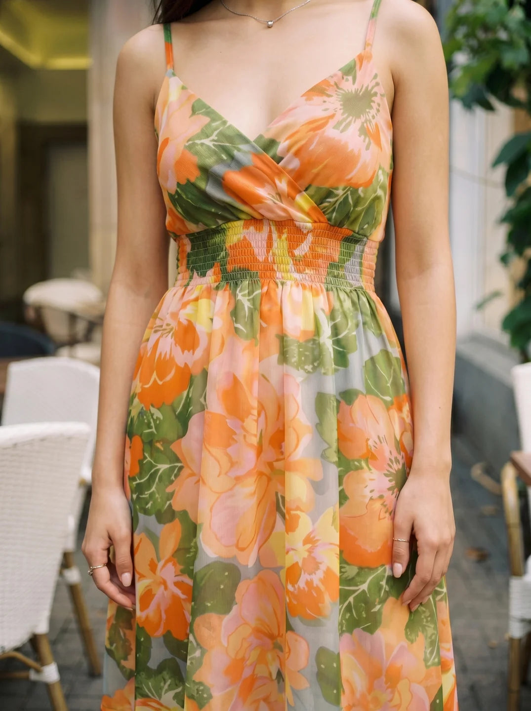 Yellow floral dress for women