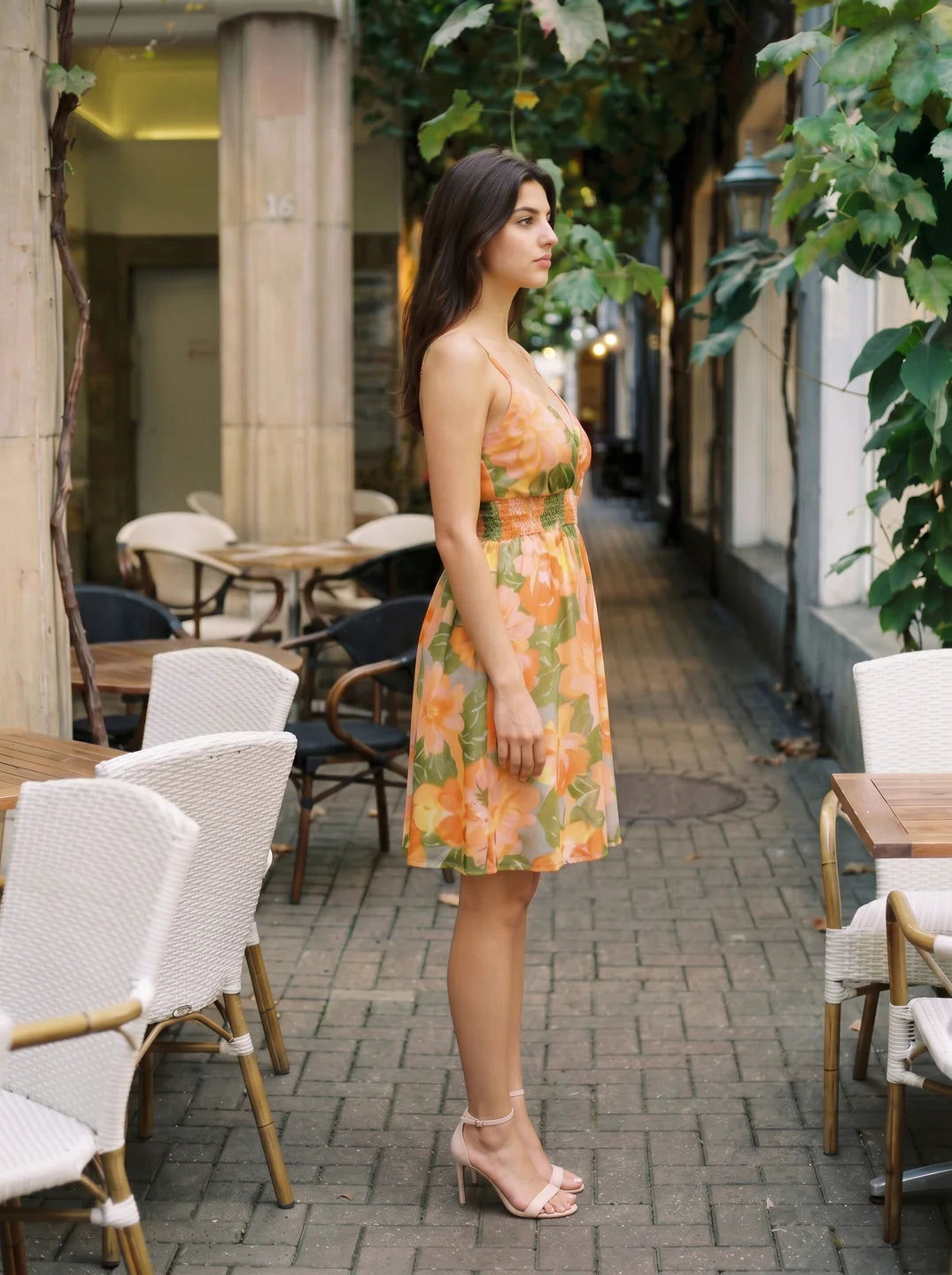Fashionable yellow dress for festive occasions