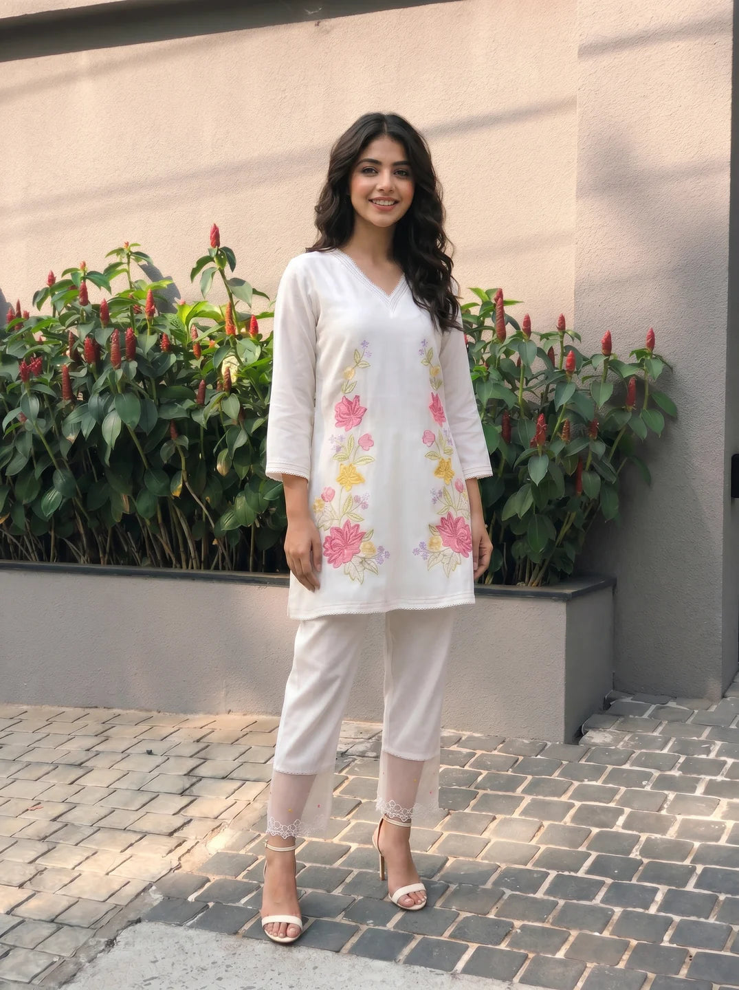 White cotton co-ord set for women