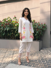 White cotton co-ord set for women