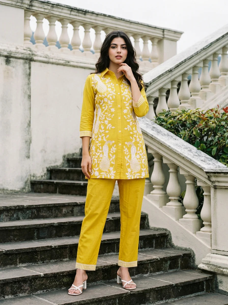 Yellow cotton co-ord set with comfortable fit