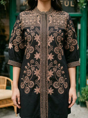 Black Embroidered Co-ord Set in Cotton
