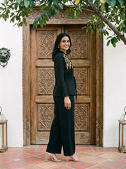 Black Sequence Cotton Flex Co-ord Set