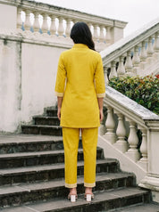 Fashionable yellow co-ord set with trousers