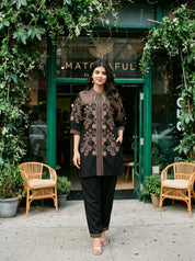 Black Embroidered Co-ord Set in Cotton