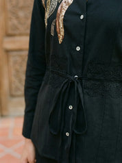 Black Sequence Cotton Flex Co-ord Set