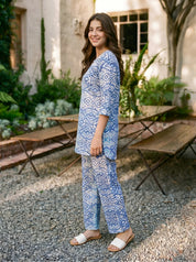 Sky blue women’s co ord set with stylish coordinated fashion and breathable comfortable modern outfit styling