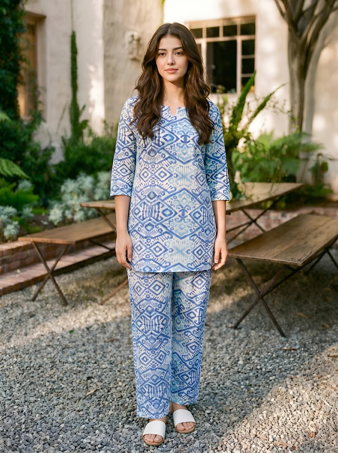 Printed co ord set for women with stylish matching top and bottom for trendy casual and vacation fashion looks