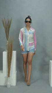 Multi Color Ikat Print Cotton Shirt