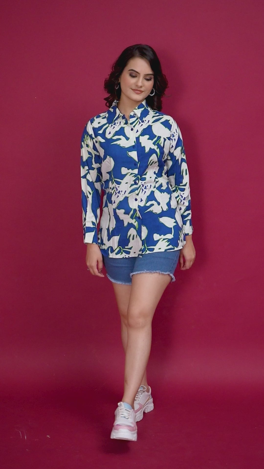 Blue Abstract Rayon Printed  Shirt